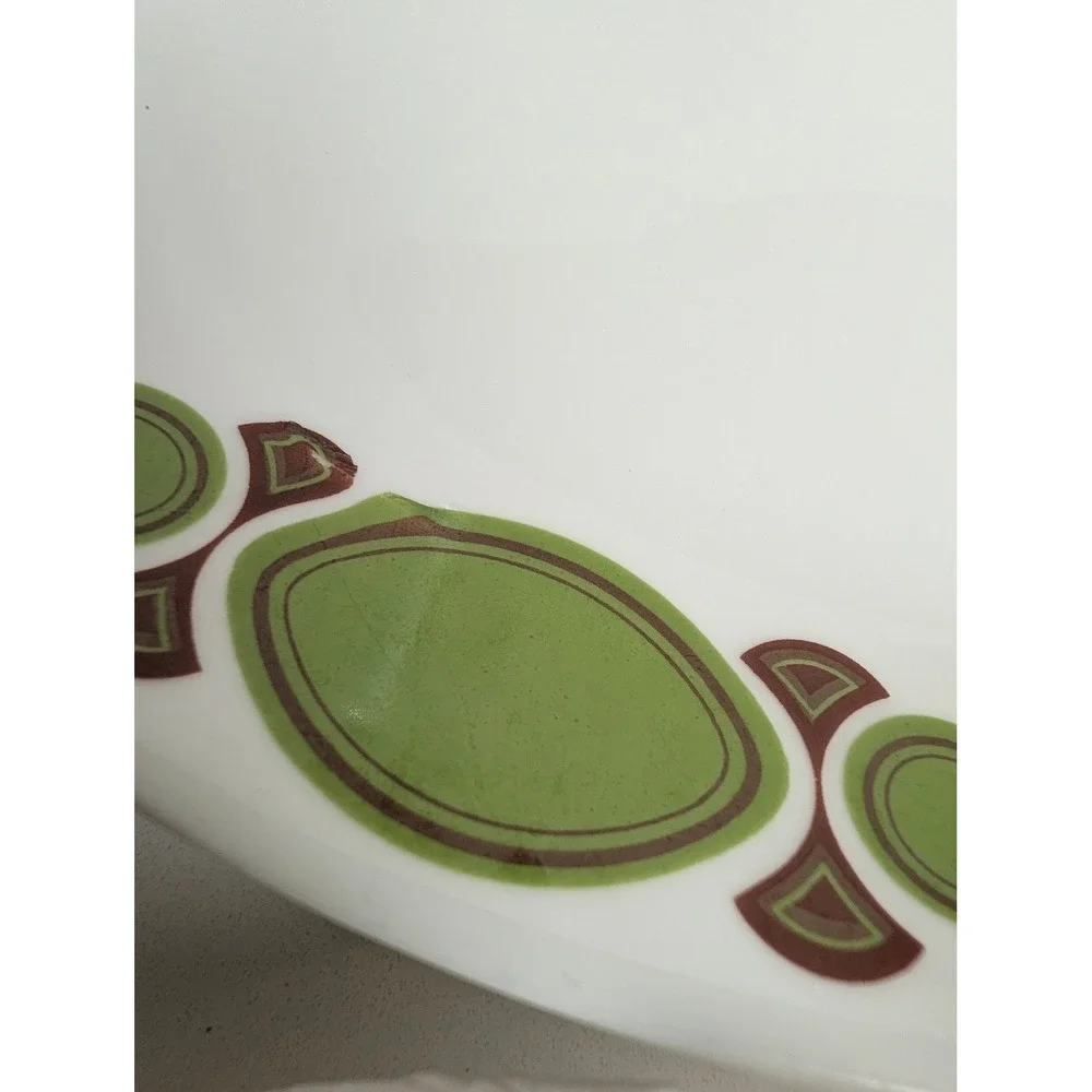 Mitterteich Bavaria Vintage MCM Oval Serving Platter Green Brown Geometric 15in